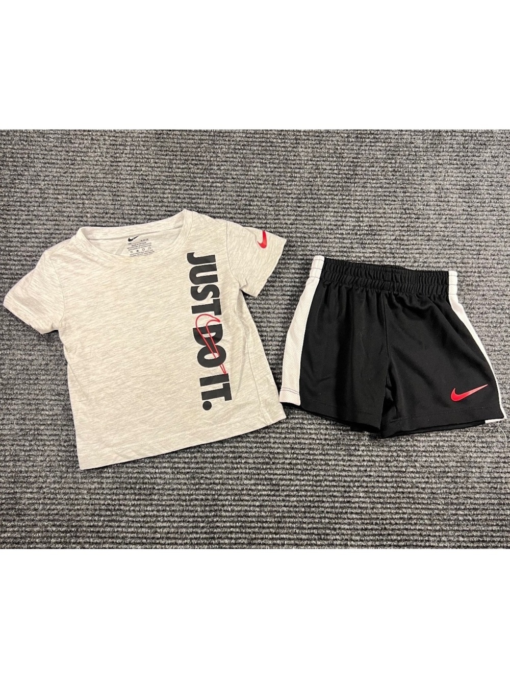 Nike Toddler Boys' 2-Piece Athletic Set, Size 18M, Gray 'Just Do It' T-Shirt &